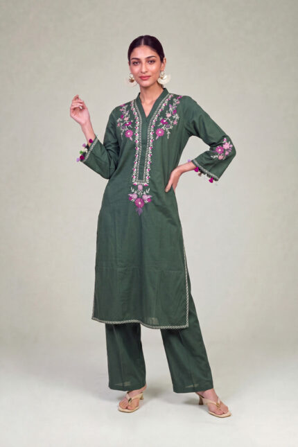 Solid Green Shalwar - View 1