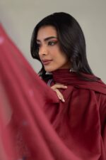 Maroon Lawn Dupatta - View 2