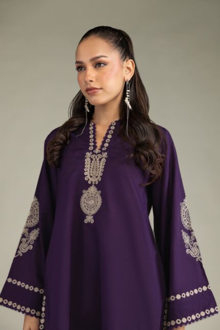 Purple Cambric Kurta - View 1