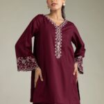 Maroon Cambric Kurta - View 1