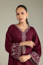 Maroon Cambric Kurta - View 3