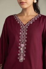 Maroon Cambric Kurta - View 5