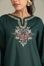 Green Cambric Kurta - View 1