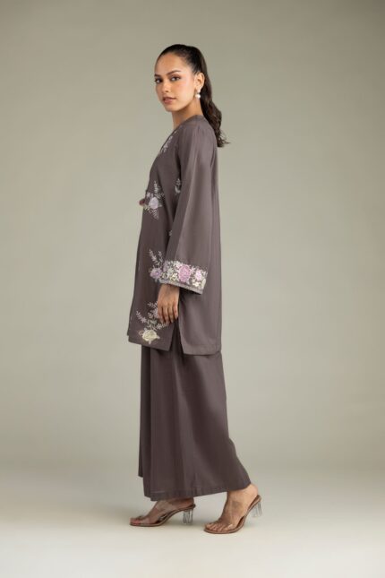 Floral V-Neck Kurta - View 2