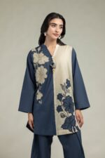 Floral Band-Collar Kurta - View 4