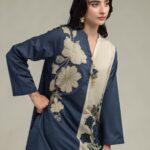 Floral Band-Collar Kurta - View 1