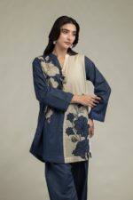 Floral Band-Collar Kurta - View 5