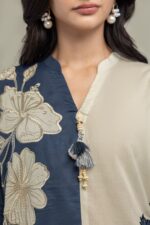 Floral Band-Collar Kurta - View 2