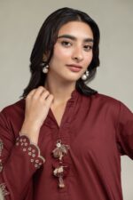 Maroon Floral Kurta - View 2