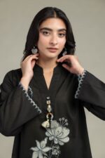 Floral Black Kurta - View 2