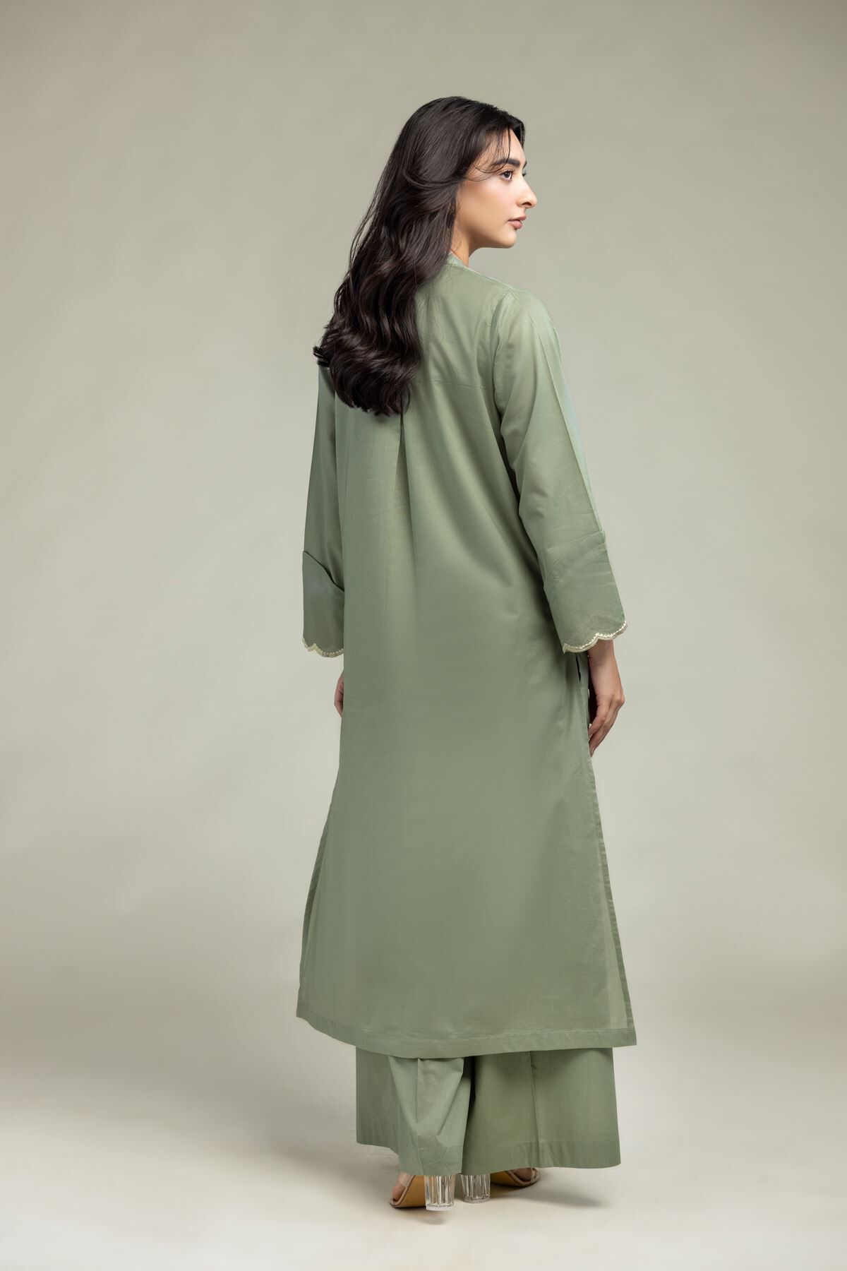 Long V-Neck Kurta-1 Long V-Neck Kurta - View 1
