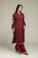 Maroon Floral Kurta - View 3