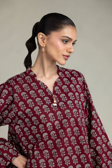 Maroon Cambric Kurta - View 2
