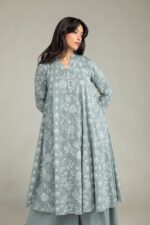 Gray Longline Kurta - View 1