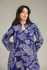 Floral Navy Kurta - View 2