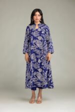 Floral Navy Kurta - View 5