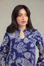 Floral Navy Kurta - View 1