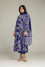 Floral Navy Kurta - View 4