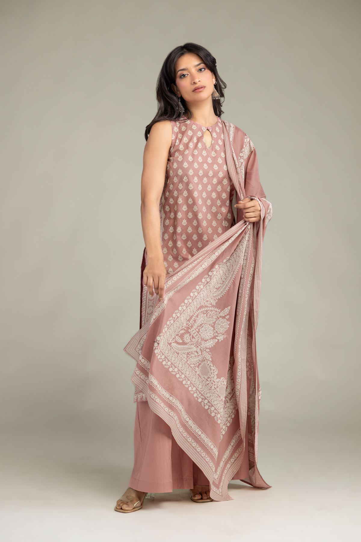 1-26-332-C-G1-VG_MULTI-1 Lawn Floral Dupatta - View 1