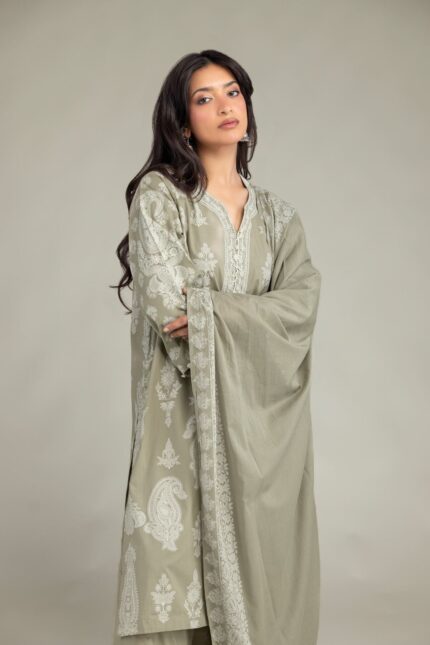 Olive Lawn Dupatta - View 1