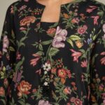 Black Floral Kurta - View 1