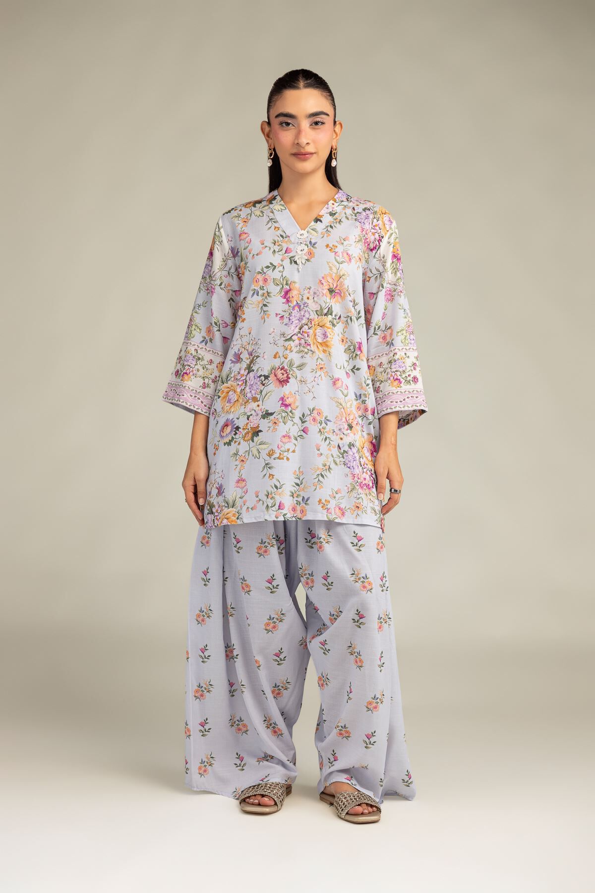 Floral Silk Pants-1 Floral Silk Pants - View 1