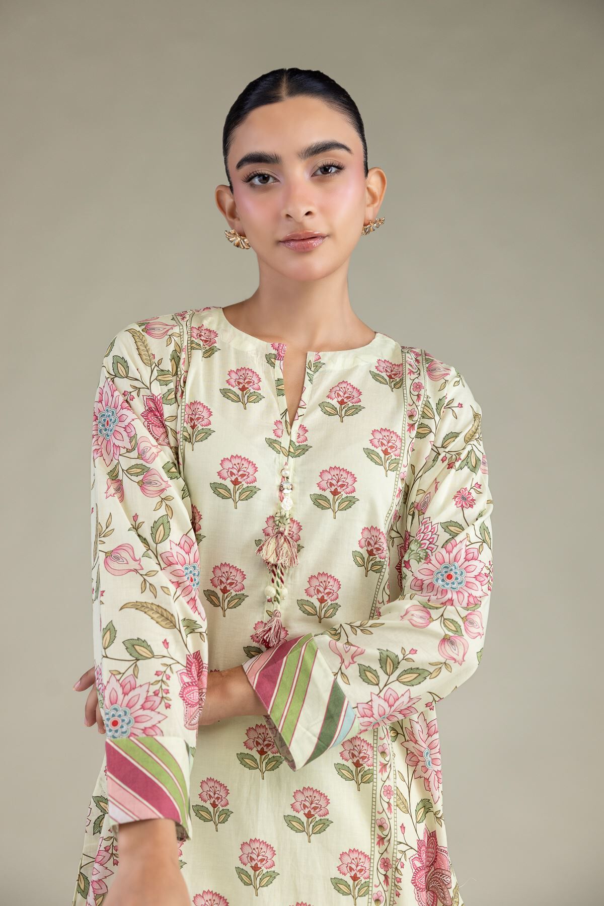 Floral Cambric Kurta-1 Floral Cambric Kurta - View 1