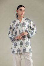 White Printed Kurta - View 1