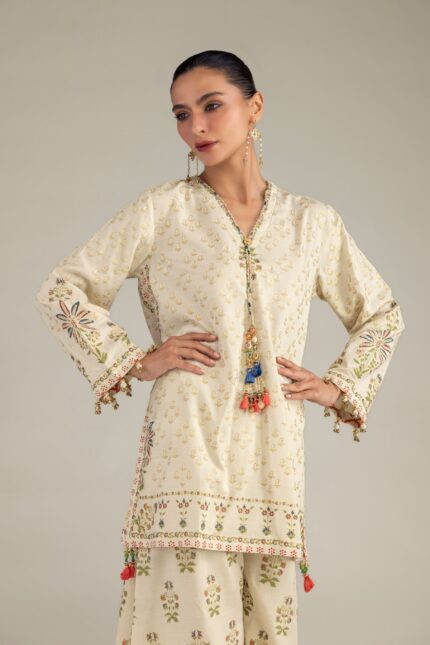 Floral V-Neck Kurta - V1