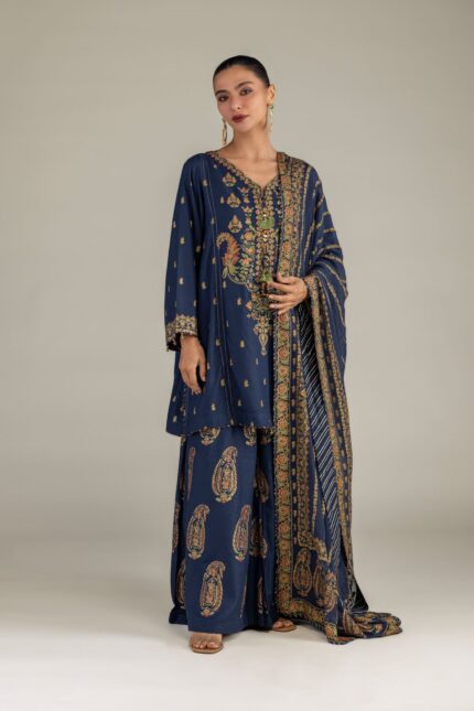 Navy Silk Kurta - V1