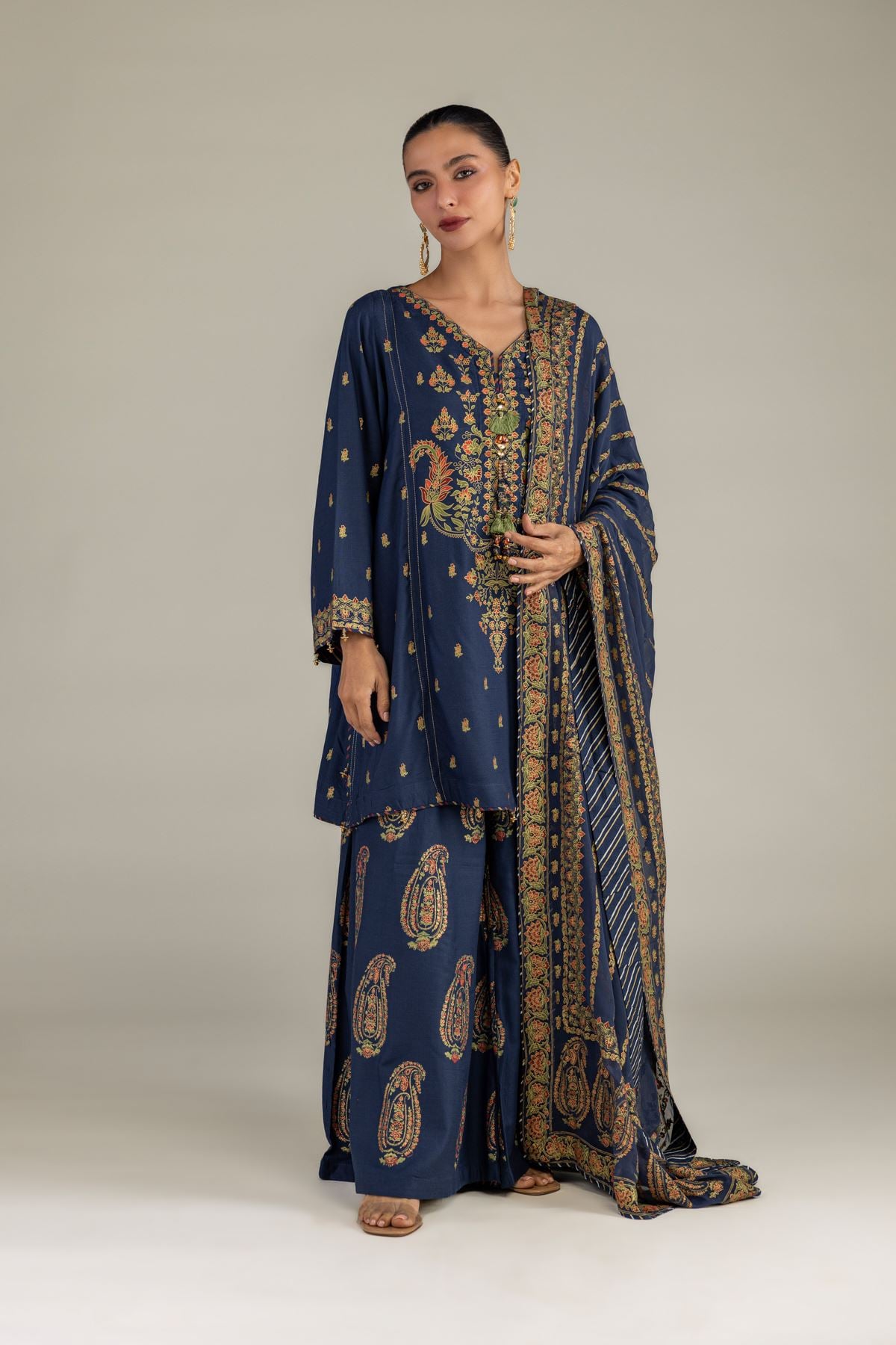12-26-202-A-I1-VG_MULTI-1 Navy Silk Kurta - V1