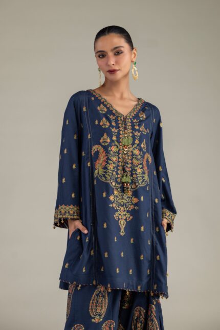 Navy Silk Kurta - V2