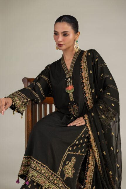 Black Chiffon Dupatta - V2