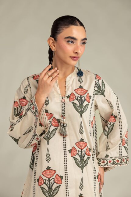 Floral Cambric Kurta - View 2