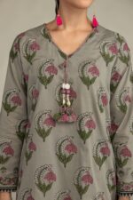 Gray Cambric Kurta - View 4