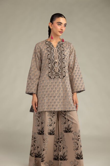 Floral V-Neck Kurta - View 1