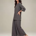 Gray Solid Trousers - V1