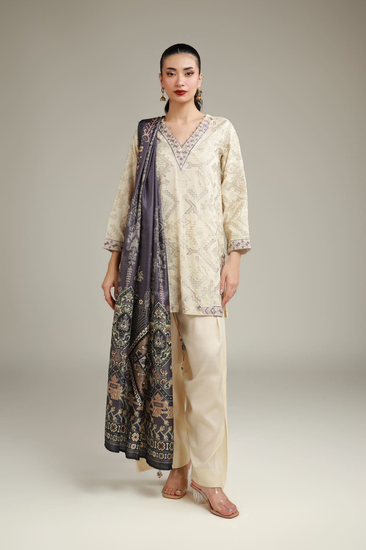 2-26-106-B-H-VG_MULTI-1 Embroidered Silk Shalwar - V1