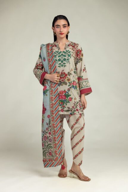 Beige Floral Shalwar - V1