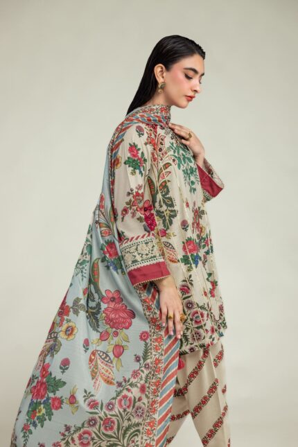 Floral Beige Dupatta - V1