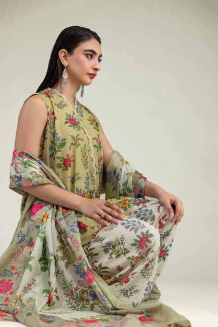 Floral Beige Dupatta - V1