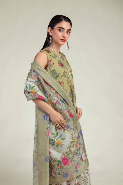 Floral Beige Dupatta - V2