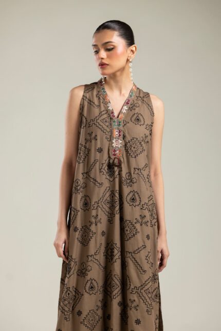 Brown Sleeveless Kurta - V2
