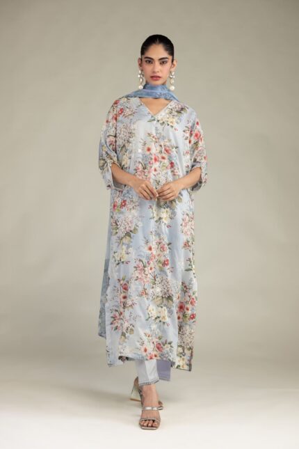 Blue Viscose Pants - V1