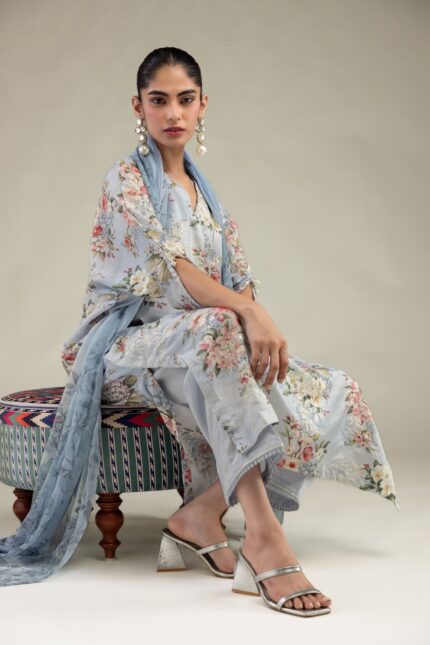 Floral Chiffon Dupatta - V1