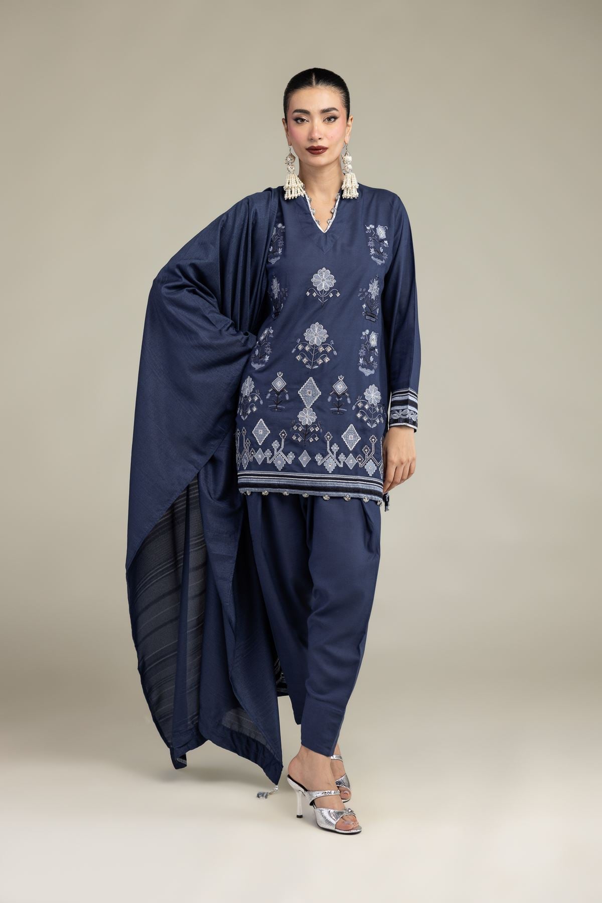 2-26-207-C-H1-VG_MULTI-1 Navy Tassel Dupatta - V1