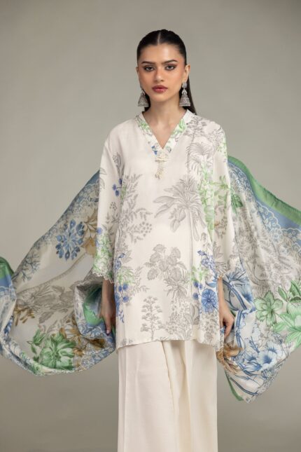 Floral V-Neck Kurta - V1