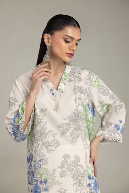 Floral V-Neck Kurta - V2