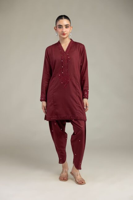 Maroon Silk Shalwar - V2