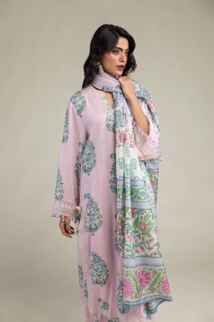 Floral Pink Dupatta - V2